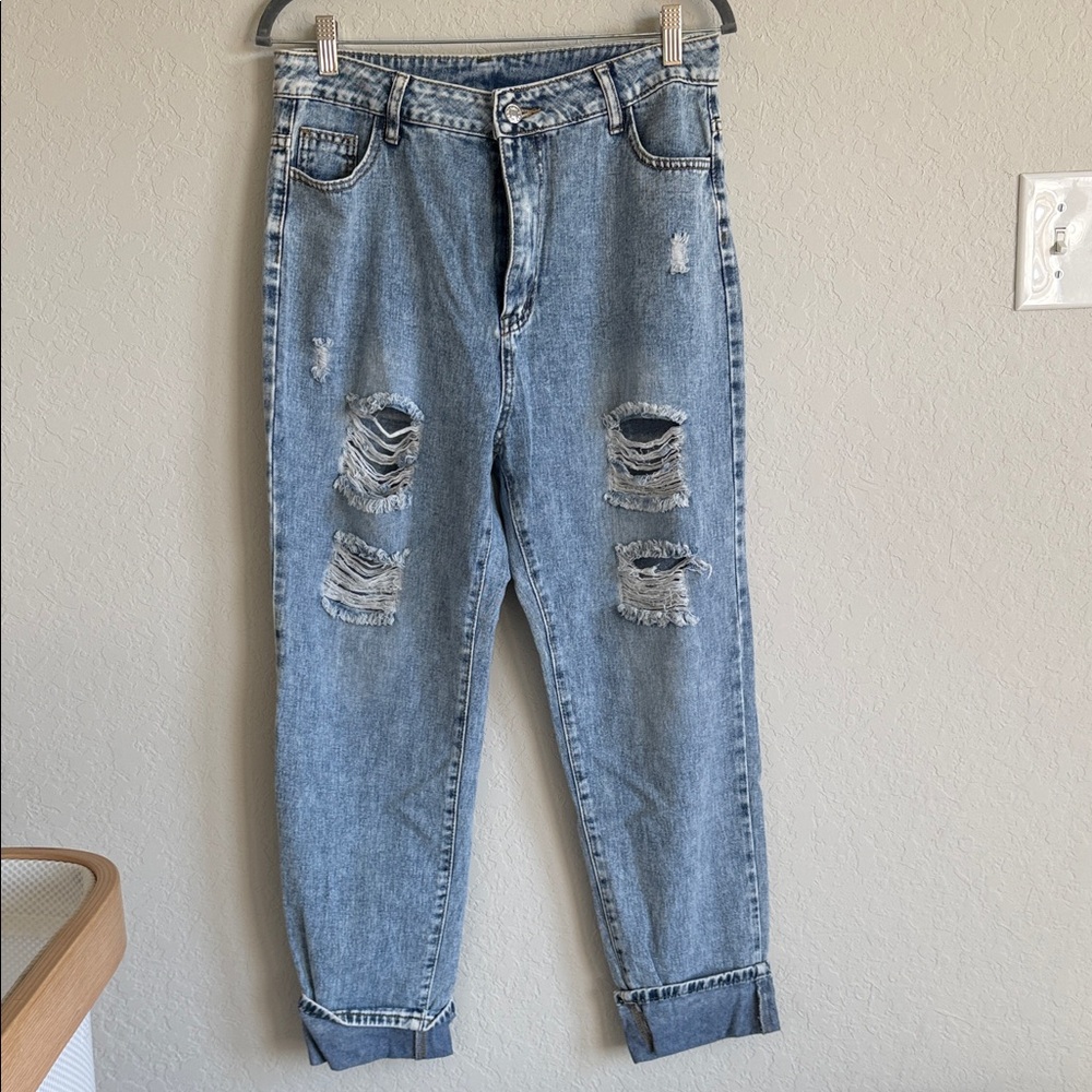 Distressed Light Blue Jeans